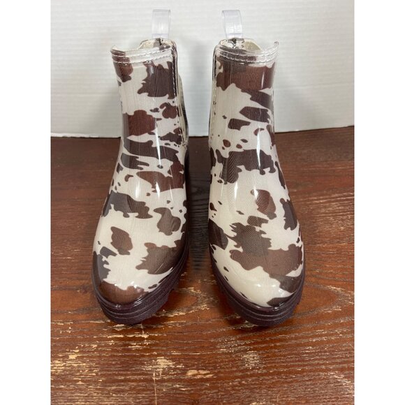 London Fog Collection Womens Size 9 Cow Print Rain Boots - Picture 2 of 6